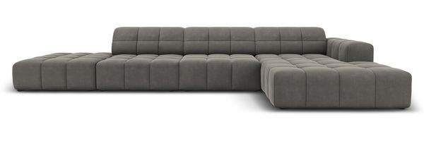 Micadoni Ecksofa Jennifer 5-Sitzer Rechts Samt Hellgrau