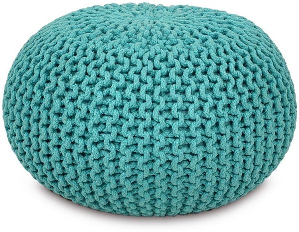 Amagohome Sitzhocker Strickhocker XXL Pouf Ø55 H37cm Bodenkissen Sitzpouf Baumwolle recycel