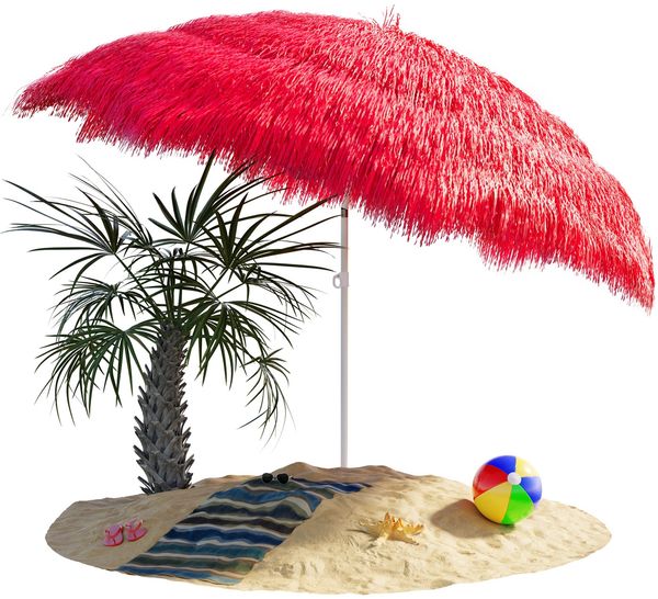 Kingsleeve 'Hawaii' Sonnenschirm, neigbar, UV Schutz 30+, Metall / Polyester rot, Ø 160