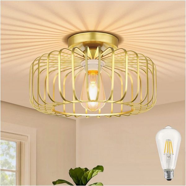 MUPOO Deckenleuchte Deckenleuchte,Moderne Deckenleuchten E27 Runde Deckenlampe, LED fest integriert, aus Metall in Gold