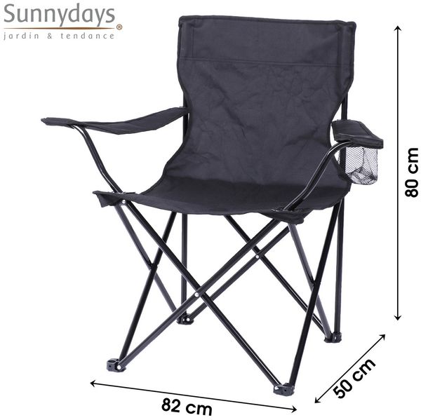 Sunnydays Campingstuhl Klappstuhl Armlehnstuhl Faltstuhl 25236 schwarz