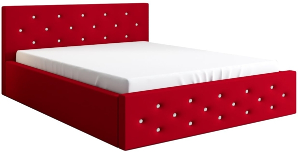 Polsterbett VALI-OM 90x200 ohne Matratze, Bettkasten und Lattenrost. Farbe: Rot 64