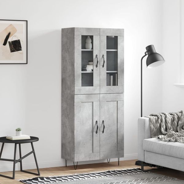 vidaXL Highboard Betongrau 69,5x34x180 cm Holzwerkstoff 3198373
