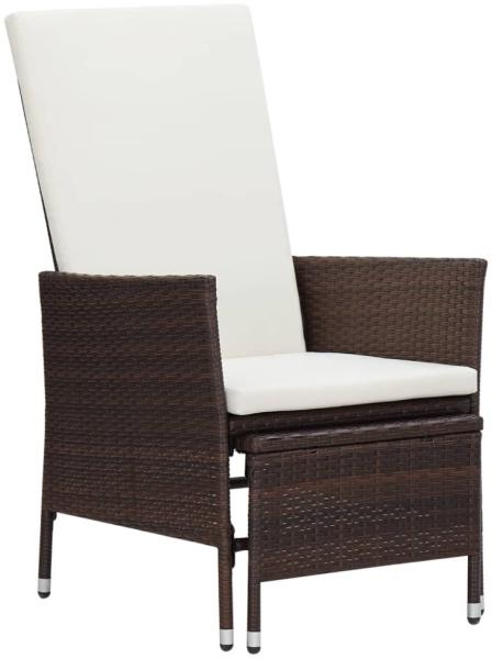 vidaXL Garten-Liegestuhl mit Auflagen Poly Rattan Braun 310229