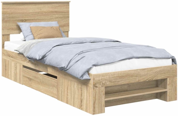 vidaXL Bettrahmen mit Kopfteil Sonoma-Eiche 90 x 200 cm Holzwerkstoff 3408804
