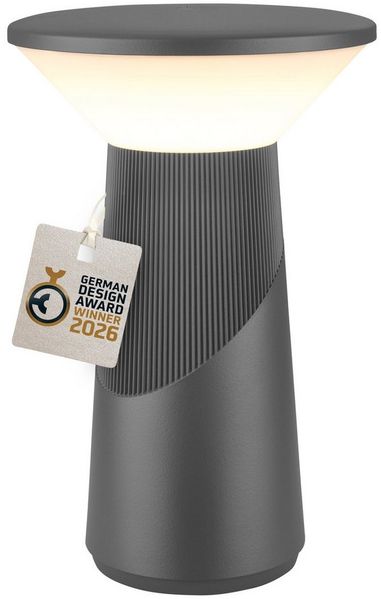 BRILONER - Pilia LED Tischlampe kabellos IP44 mit Touch, dimmbar, warmweißes Licht, Tischlampe Akku, Nachttischlampe, Leselampe, LED Lampe, German Design Award Winner 2026, 15x24 cm, Anthrazit