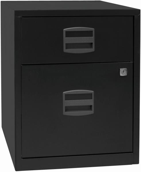 mobiler Beistellschrank PFA, 1 Universalschublade, 1 HR-Schublade, Farbe schwarz