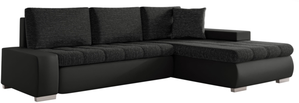 Mirjan24 'Orkan Mini' Ecksofa, mit Bettkasten und Schlaffunktion, Dunkelgrau, 85 x 185 x 265 cm