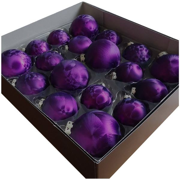 Thüringer Glasdesign Weihnachtsbaumkugel 18tlg. Weihnachtskugel Set Eislack (18 St)