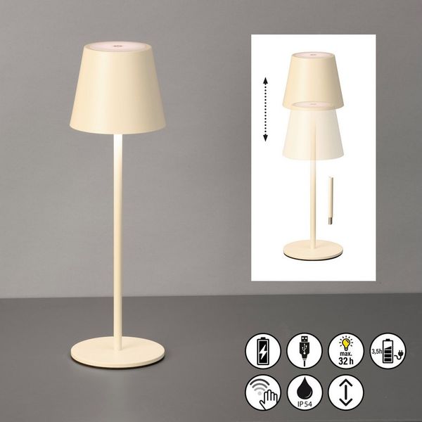 easy! BY FHL Außen-Tischleuchte Viletto, Dimmfunktion, USB-Ladefunktion, LED fest integriert, Warmweiß, lange Leuchtdauer