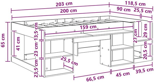 vidaXL Kinderbettgestell mit Stauraum Altholz 90 x 200 cm 3422609 Bild 8