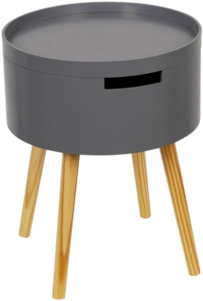 XORA 'LAOLA' Beistelltisch modern rund, Holz MDF grau, 38 x 48.5 x 38 cm, inklusive Stauraum