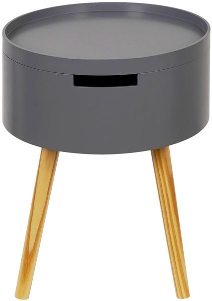 XORA 'LAOLA' Beistelltisch modern rund, Holz MDF grau, 38 x 48.5 x 38 cm, inklusive Stauraum