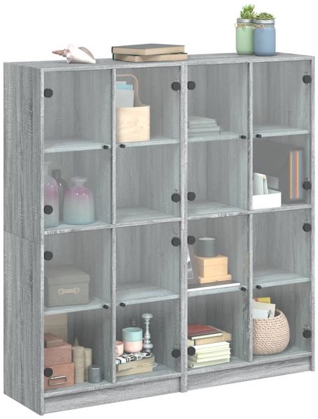 vidaXL Bücherschrank mit Türen Grau Sonoma 136x37x142 cm Holzwerkstoff 3206522 Bild 5