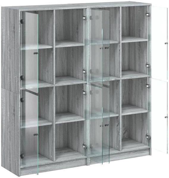 vidaXL Bücherschrank mit Türen Grau Sonoma 136x37x142 cm Holzwerkstoff 3206522 Bild 6