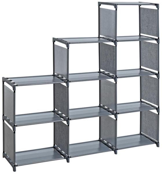 Bücherregal Standregal Stufenregal Treppenregal Regal Wandregal 9 Fächer Grau