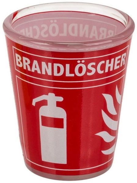 Schnapsglas aus Glas mit Trinkspruch für 60 ml lustiges Shotglas ca. 5 x 6 cm Brandlöscher