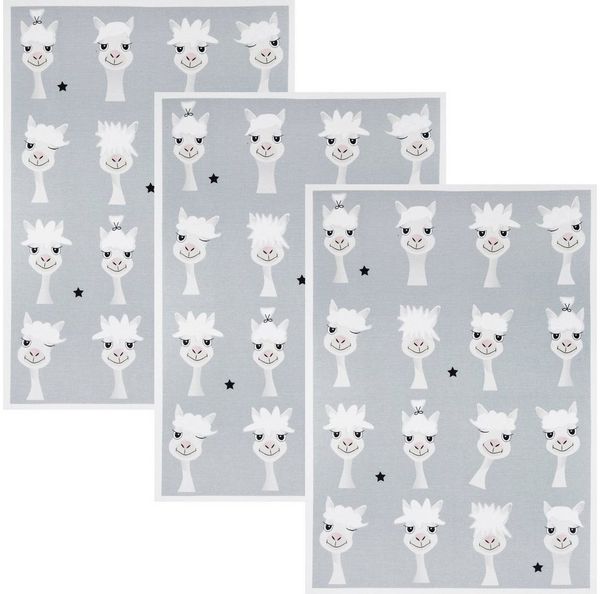 Kracht Geschirrtuch Geschirrtuch "Bad Hair Day" 3er-Pack, Halbleinen Motiv