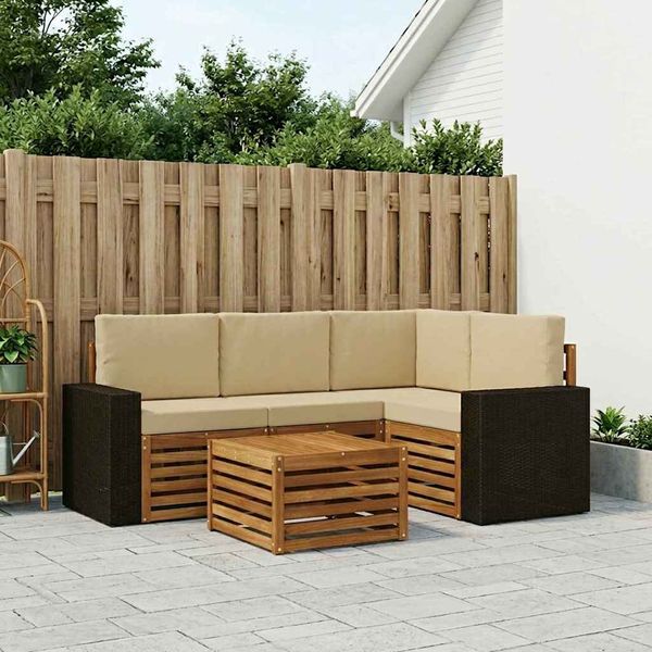 vidaXL Outdoor-Sofagarnitur 5 pcs Natur und Beige 59 x 59 x 37 cm 3384334
