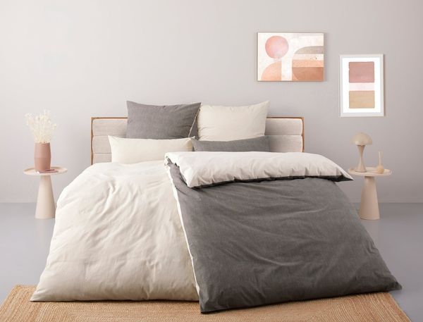 Bruno Banani Wendebettwäsche Merlin in Gr. 135x200 oder 155x220 cm, Linon, 2 teilig, Baumwollbettwäsche, Leinen-Look in Melange-Optik