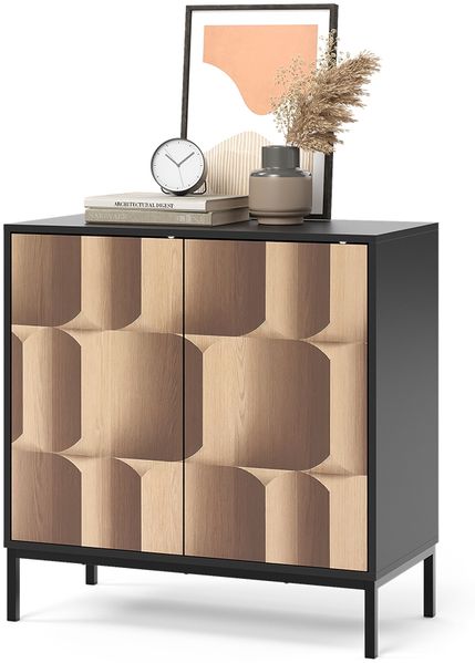 Sideboard Eliza Schwarz/Eiche 80 x 81.2 cm mit 2 Türen Vicco Bild 5