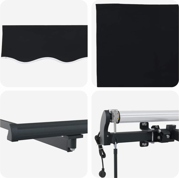 vidaXL Einziehbare Markise Schwarz 450 x 300 cm Stoff 3330961 Bild 7