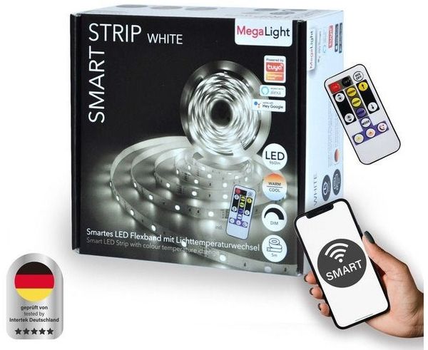 MegaLight LED Stripe MegaLight LED Stripe 5m Tuya Smart 24W, dimmbar, Dimmbar ohne Bewegungsmelder