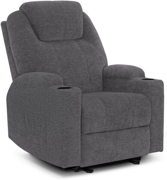 M MCombo Elektrisch Relaxsessel Massagesessel Fernsehsessel Liegefunktion Vibration Heizung 7061 neues Modell (Grau-Chenille)