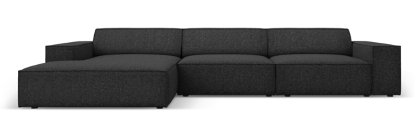 Micadoni Ecksofa Jodie 4-Sitzer Links Chenille Haga Schwarz