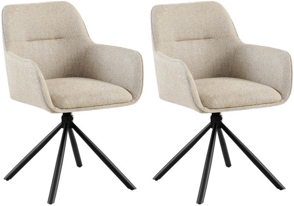 CLP 2er Set Stuhl Tipton Stoffbezug schwenkbar und mit Rückenlehne,taupe