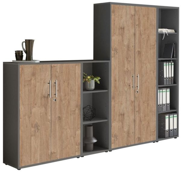 BMG Möbel Aktenschrank Office Edition 4 (Schrankwand Set, 4tlg) abschließbar, matt oder Hochglanz lackiert