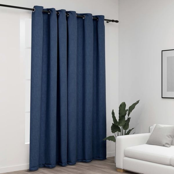 vidaXL Verdunkelungsvorhang mit Ösen Leinenoptik Blau 290x245 cm 321179