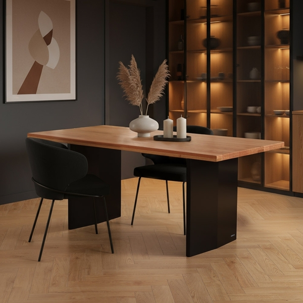 HOME DELUXE Esstisch Eiche geölt DOMELA Schwarz - 220 x 100 cm