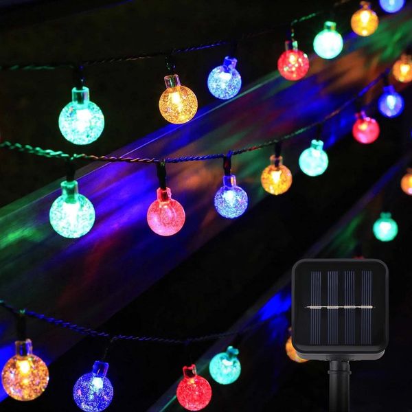 Salcar LED Solarleuchte LED Kugel-Lichterkette Außen Solar Gartenleuchte, 10m Bunt