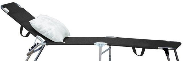 'Amigo' Dreibeinliege, verstellbare Rückenlehne, Aluminium/Kunststoffgewebe Schwarz, 29 x 190 x 58 cm