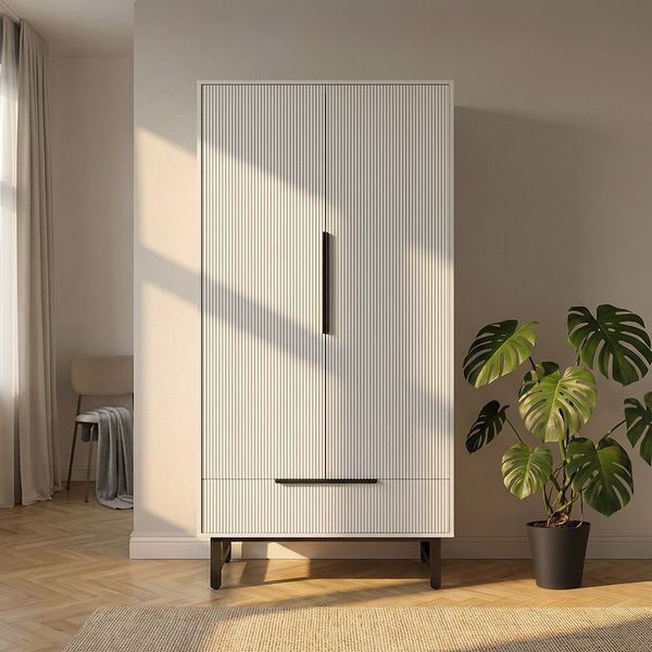 HOME DELUXE Kleiderschrank NYLA Weiß - 100 x 200 cm