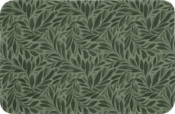 OnlyWow Badematte Blätter - Bio - Grün, Höhe 10 mm, Polyester, Rechteckig, Badezimmerteppich, Badteppich, Rutschfest, Badvorleger, Waschbar