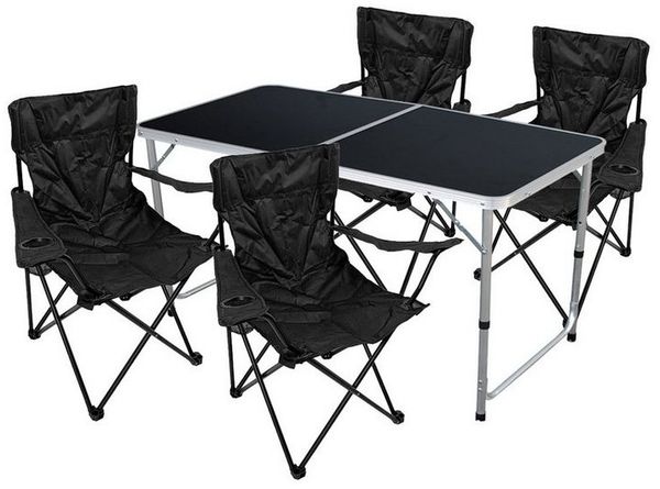 Mojawo Essgruppe 5-teiliges Campingmöbel Set Tisch + 4 Campingstühle + Tasche Outdoor