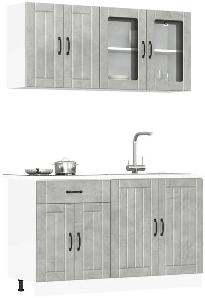 vidaXL 4-tlg. Küchenschrank-Set Lucca Betongrau Holzwerkstoff 3314865