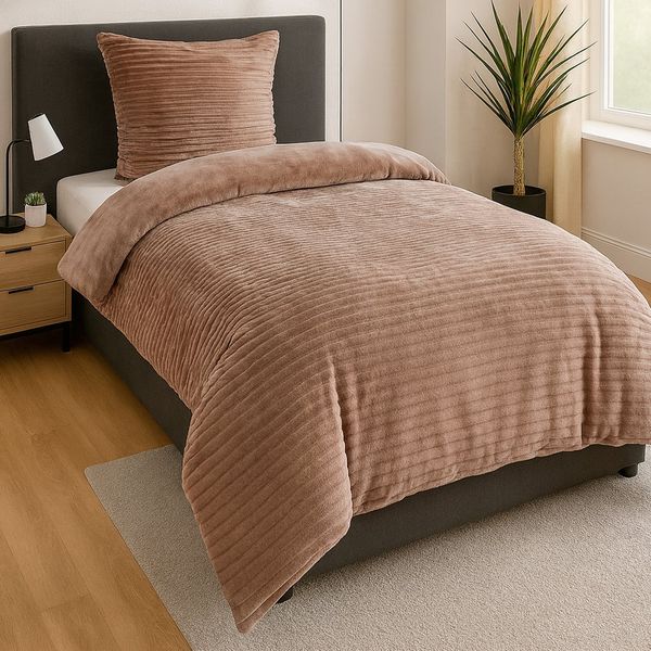 heimtexland Bettwäsche Cord Wende-Bettbezug Cashmere Touch Teddy Plüsch, Microfaser, 2 teilig, Winter I kuschelig weich und warm I Reißverschluss I 135x200