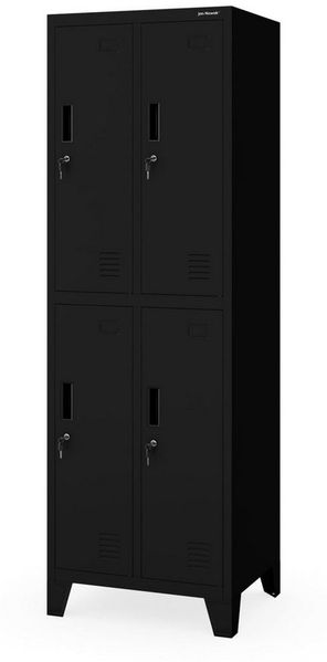 Jan Nowak Spind Metall Schliessfachschrank 4 Fächer Metallschrank abschliessbar 172 x 56 x 45 cm Sozialschrank mit Belueftung Kleiderstange Personalspind