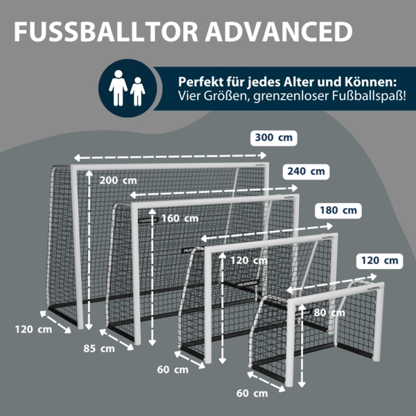 Hudora 'Advanced 120' Fußballtor, Stahlrohrrahmen weiß, 120x80 cm