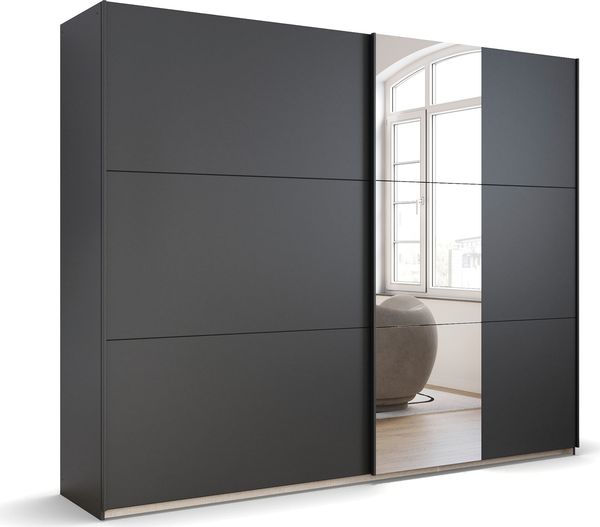rauch Kleiderschrank; Schwebetürenschrank KRONACH, 2-türig, 1 Spiegeltüre, Graumetallic, 261x210x59xcm Bild 3
