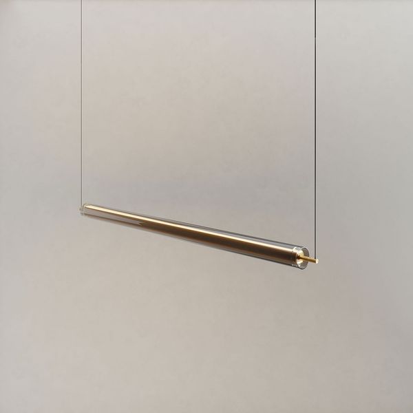s.luce Ranya LED Up & Down Pendelleuchte mit Glas-Cover & Fernbedienung Gold, Klar 130cm