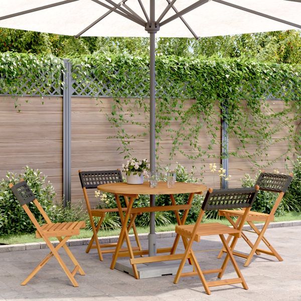 vidaXL 5-tlg. Garten-Essgruppe Schwarz Poly Rattan und Massivholz 3281766