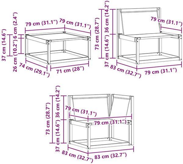 vidaXL Outdoor-Sofagarnitur mit Kissen 6 pcs Natürlich und Schwarz 3381540 Bild 11