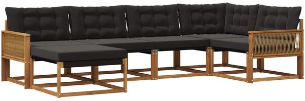 vidaXL Outdoor-Sofagarnitur mit Kissen 6 pcs Natürlich und Schwarz 3381540 Bild 2