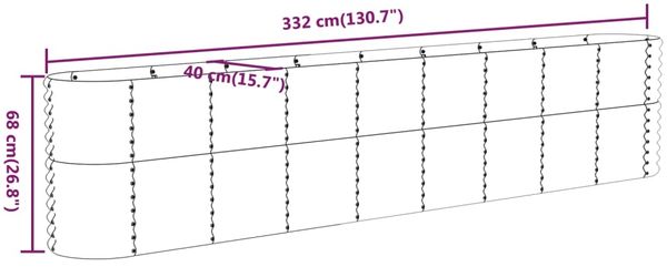 vidaXL Hochbeet Verzinkter Stahl 332x40x68 cm Anthrazit 318911 Bild 6