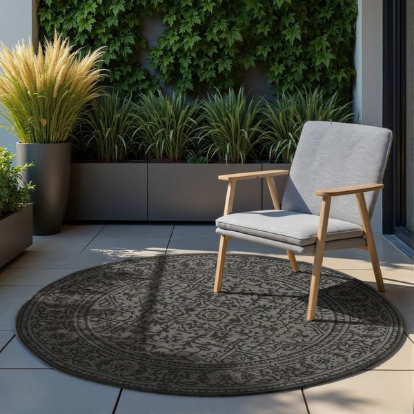 HANSE Home Outdoorteppich Kona Wendeteppich, rund, Höhe: 5 mm, In und Outdoor, Flachgewebe, wetterfest, pflegeleicht, robust
