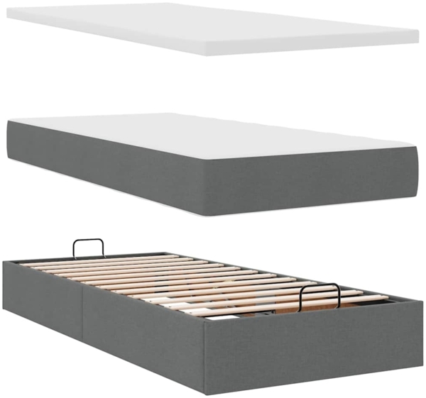 vidaXL Ottoman-Bett mit Matratzen Dunkelgrau 160x200 cm Stoff 3313728 Bild 10